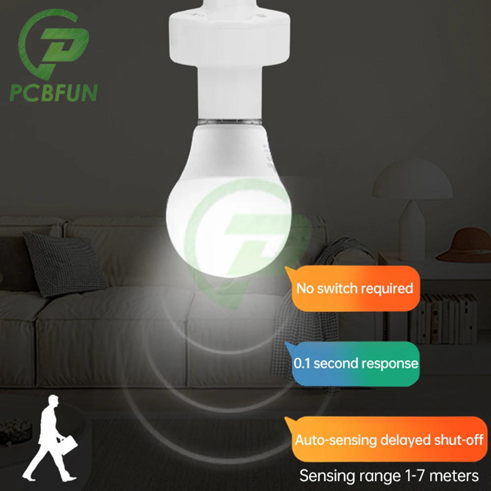 E27 умная Индукционная лампа адаптер для лампы держатель розетка цоколя датчик