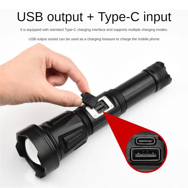 

New XHP360 Most Powerful LED Flashlight Torch USB Rechargeable Tactical Flash Light 18650/26650 Waterproof Zoomable Torch
