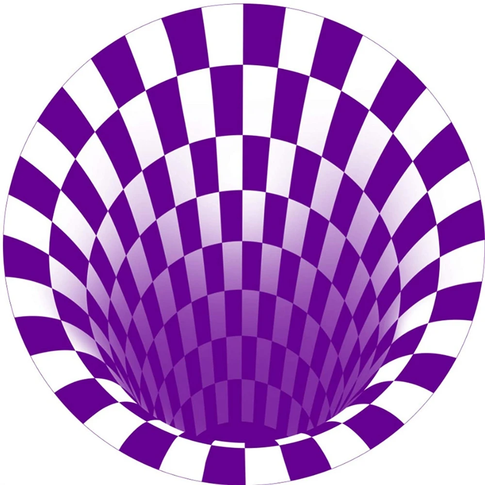 

CLOOCL New Vertigo Carpet 3D Printed Purple and White Spiral Pattern Anti-Slip Round Carpet for Living Room Decor Flannel Mat