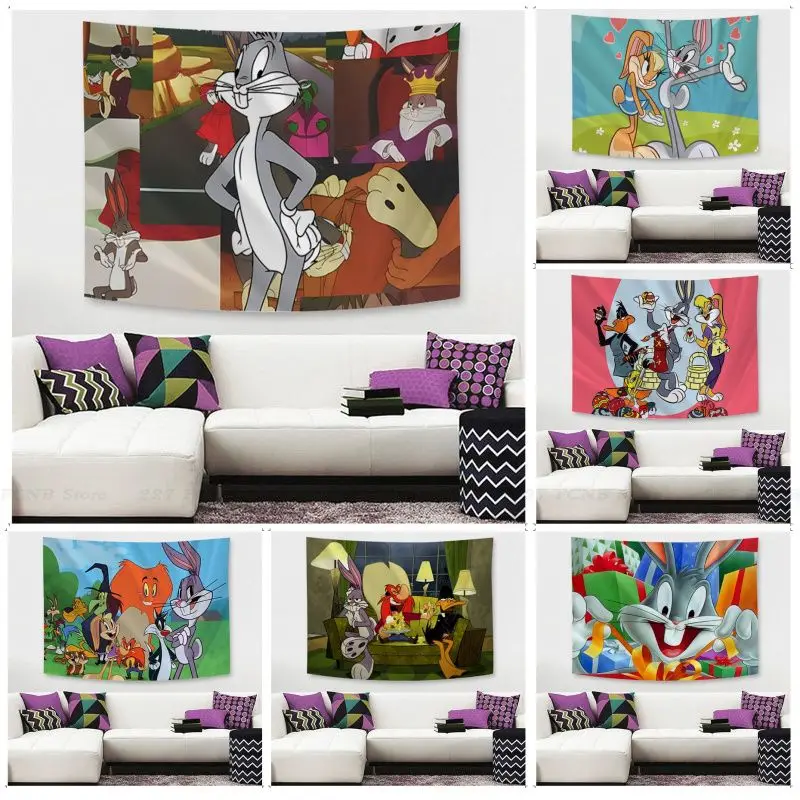 

B-Bugs Bunnys Looneys Tunes Tapestry Cartoon Tapestry Art Science Fiction Room Home Decor Wall Hanging Sheets