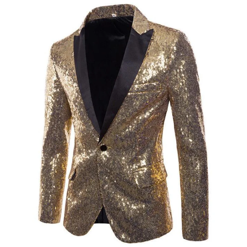 

Sequins blazer men suits designs jacket stage costumes for singers clothes dance star style dress punk rock gold silver black