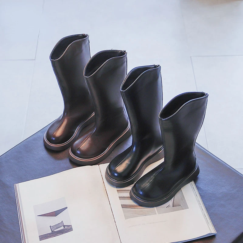 

Бархатная детская обувь, длинные зимние ботинки для девочек, модные праздничные вечерние ботинки на молнии сзади, новая классическая обувь ...