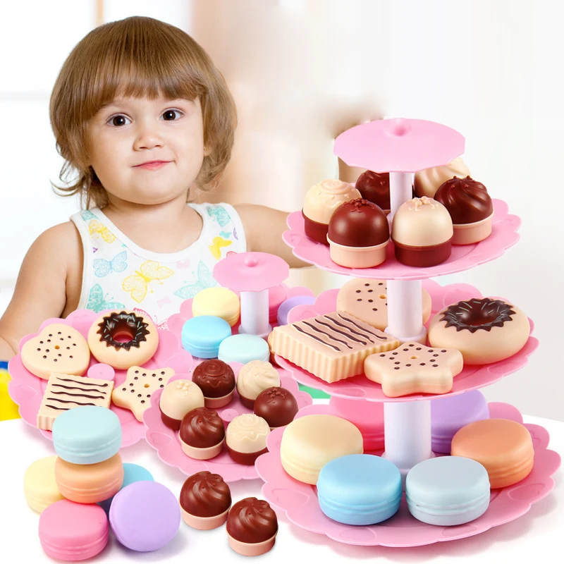 

Simulation Small Cake Cookie Doughnut Dessert Tower Set Role-playing Little Girl Kitchen Toy Children's Gift Birthday Cake Toys