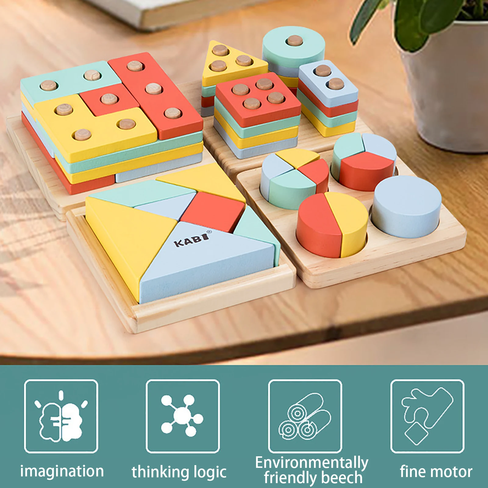 

Children's Geometric Building Blocks Montessori Toys Color Jigsaw Puzzle Teaching Aids Children's Wooden Toys Activity Board