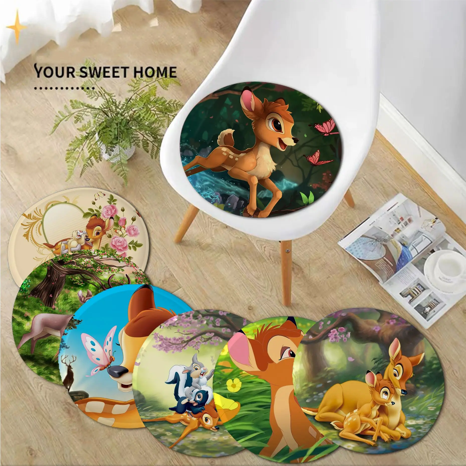 

Disney Bambi Four Seasons Seat Pad Household Cushion Soft Plush Chair Mat Winter Office Bar Chair Cushions
