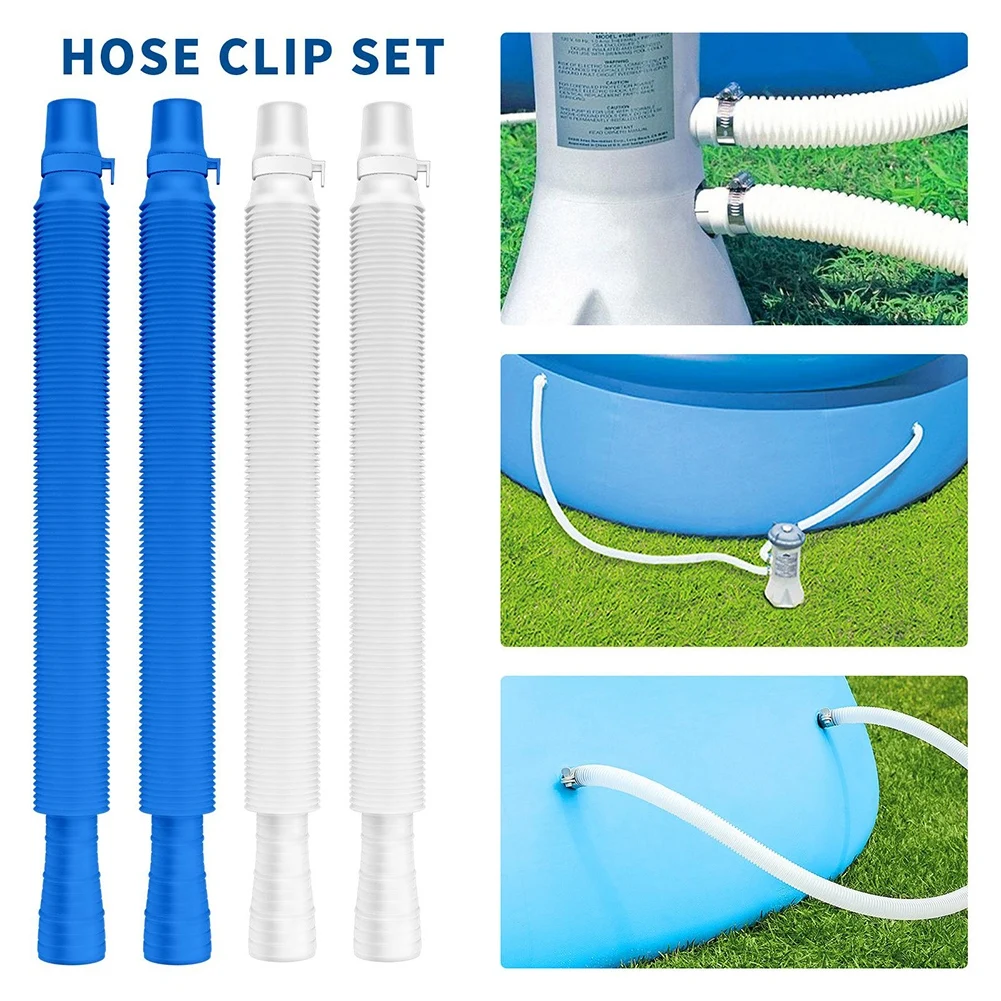

1/2 Set Retractable Pool Filter Pump Hose & Clip Plastic White/blue Hose Fit 607 637 Filter Pumps Garden Watering Pump Parts