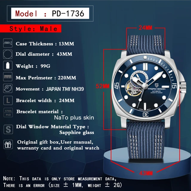 2023 PAGANI DESIGN 43MM NEW Men Automatic Mechanical Watches Fashion Sports TOP Brand Sapphire 200M Dive TMI NH39 Reloj Hombre 2