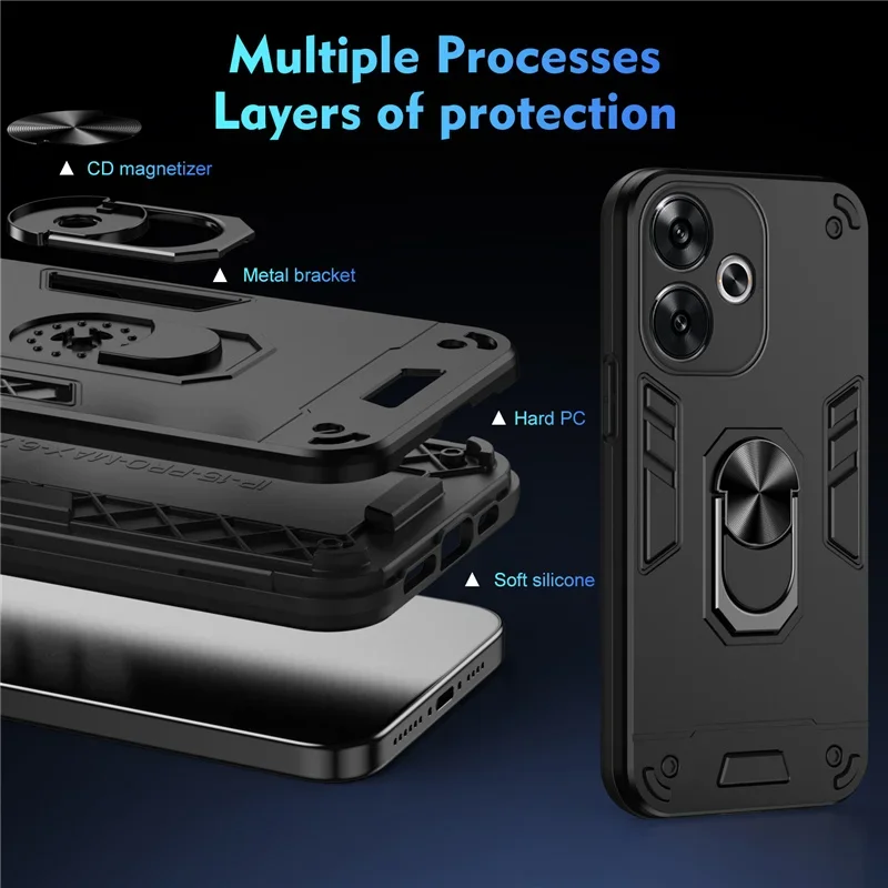 Фото Чехол-держатель для телефона с магнитным кронштейном для Xiaomi Redmi A5 A4 A3 Pro RedmiA5 A3X 14C Note 14 Pro 14S 5G 4G, чехлы-бампер, задняя крышка №5