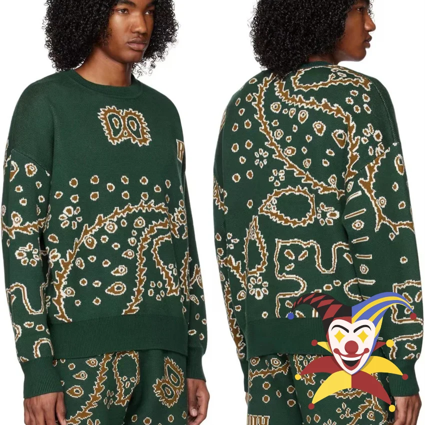Dark Green Jacquard Rhude Sweater Men Women Best Quality Casual Oversize Sweatshirts