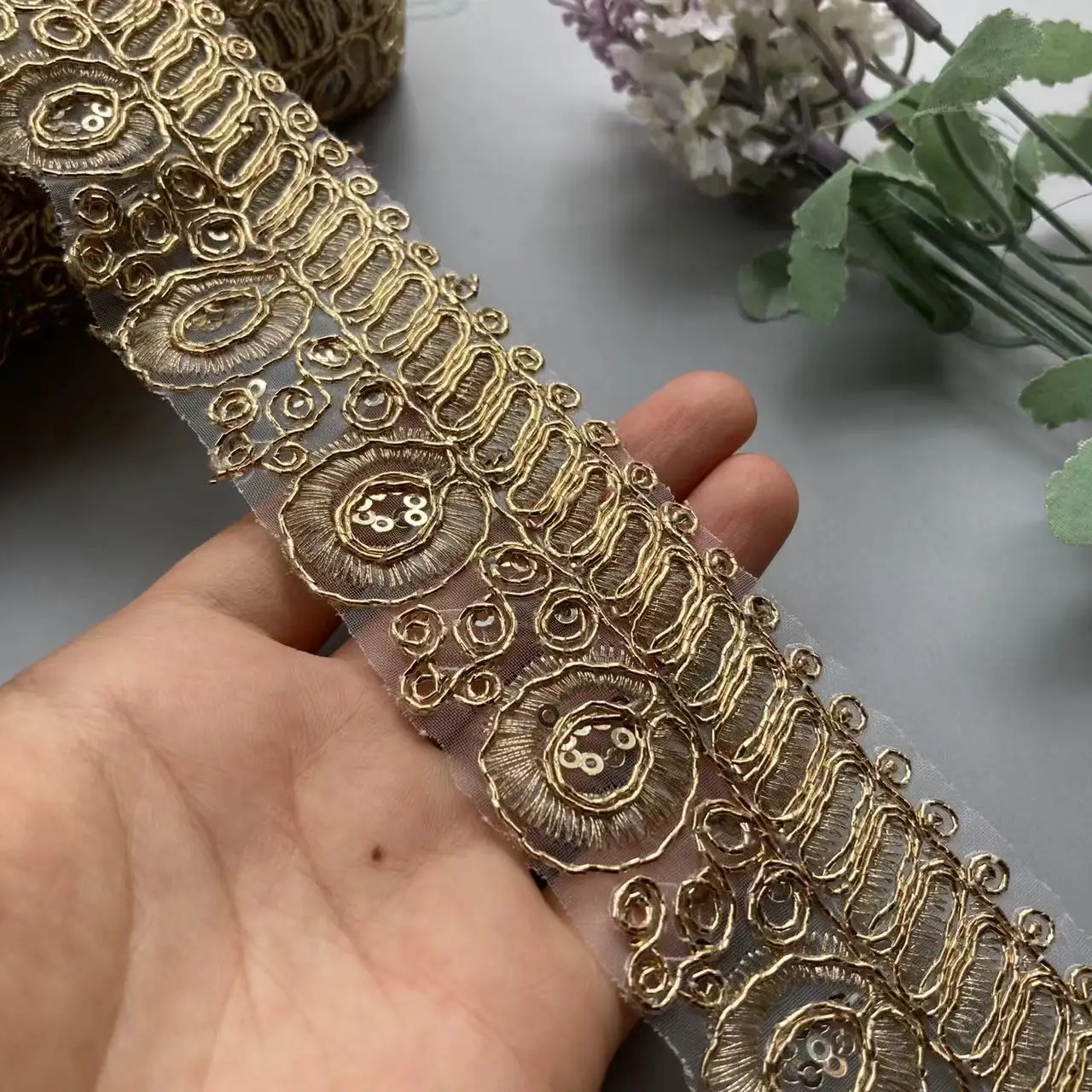 2 ярда этническая красная золотая нить с блестками африканская кружевная бейка