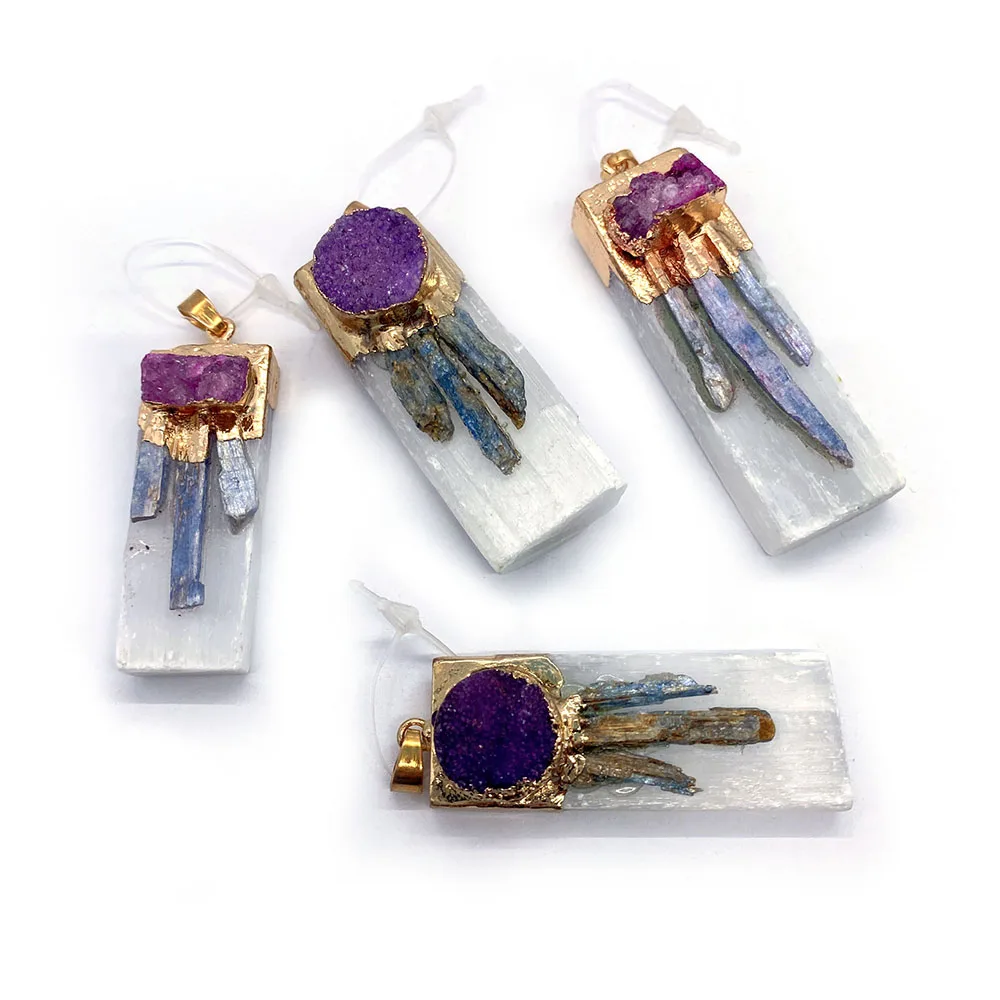 

1pcs Natural Stone Crystal Pendant Exquisite Jewelry Quartz Stone Rectangular Necklace Healing DIY Necklace Bracelet Accessories