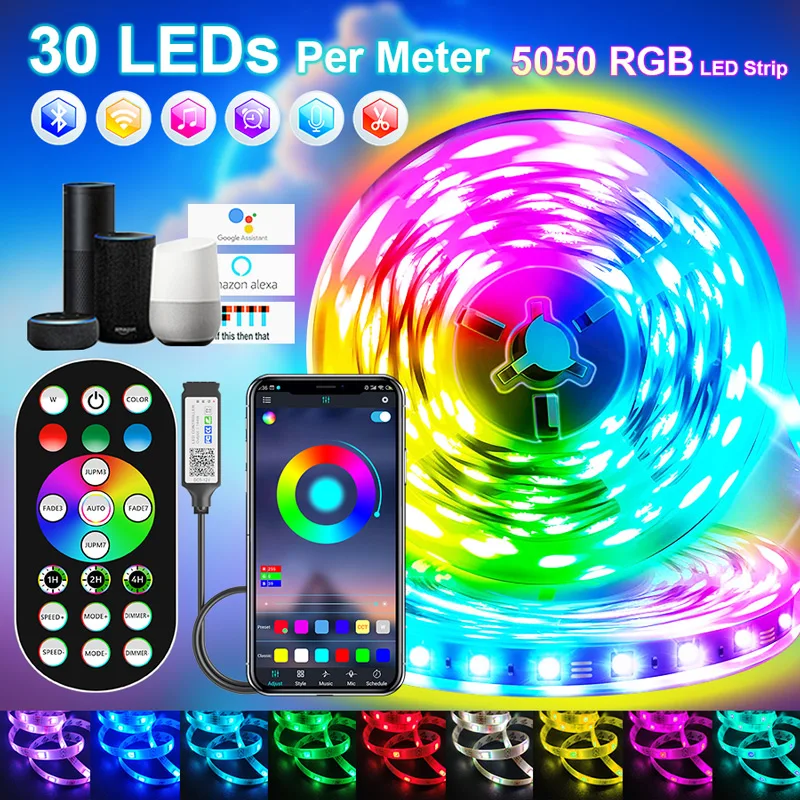 Светодиодная полоса освещения s Bluetooth Wifi 5050 RGB лампа Гибкая лента Диодная