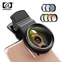 apexel 7 in 1 camera phone lens kit 37mm 0 45x wide angle graduated redyelloworangeblue color filterscpl ndstar filters