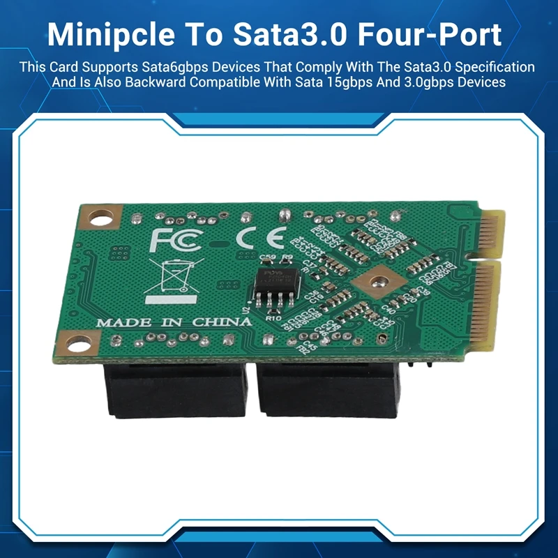 Фото Верхний адаптер расширения PCIE к карты расширения SATA Полнона высота MPCI-E к Quad SATA HDD Карта адаптера интерфейса для Synology №2