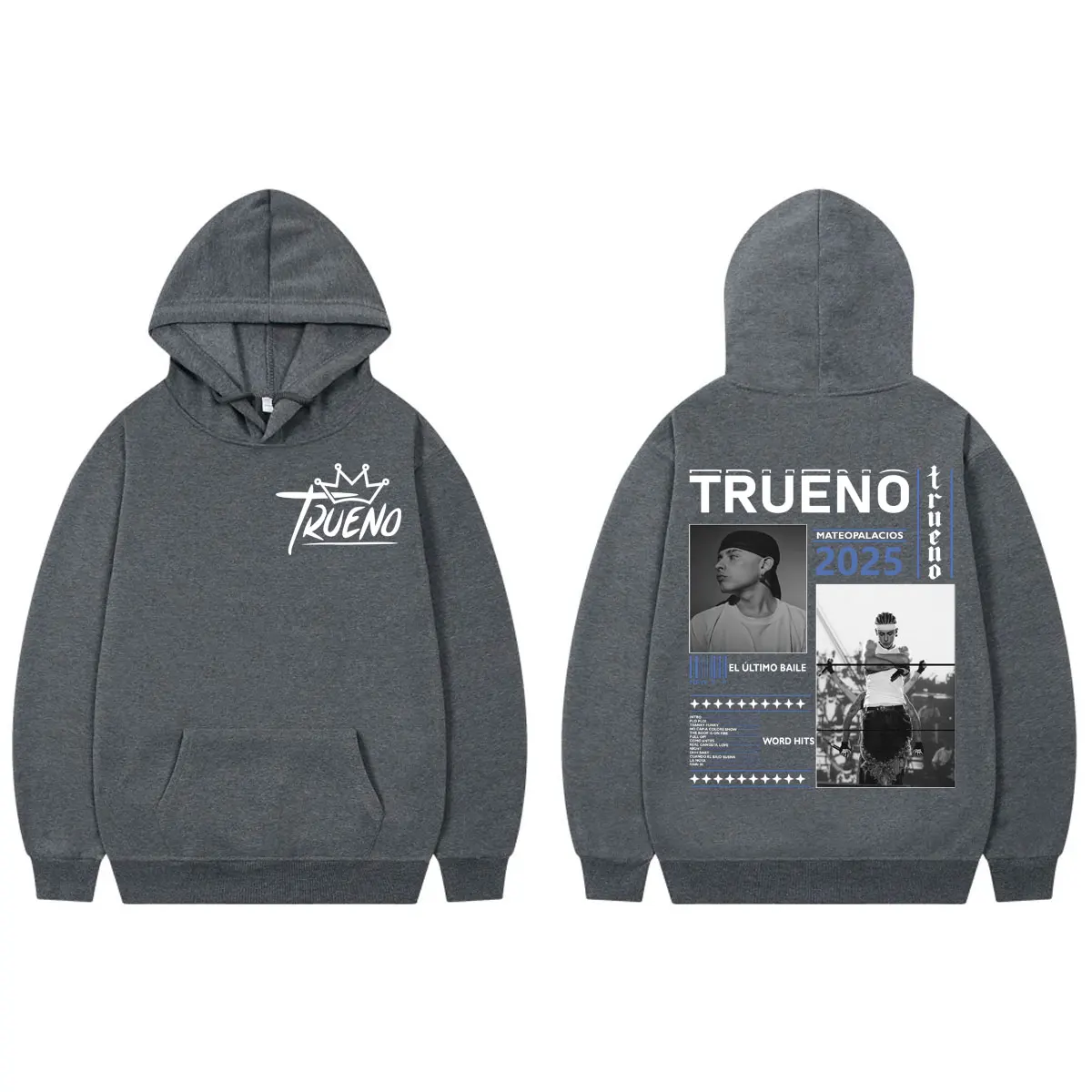 Рэпер Trueno El Ultimo Balie Tour 2025 Толстовка Мужчины Женщины Хип-Хоп Винтажные Пуловеры