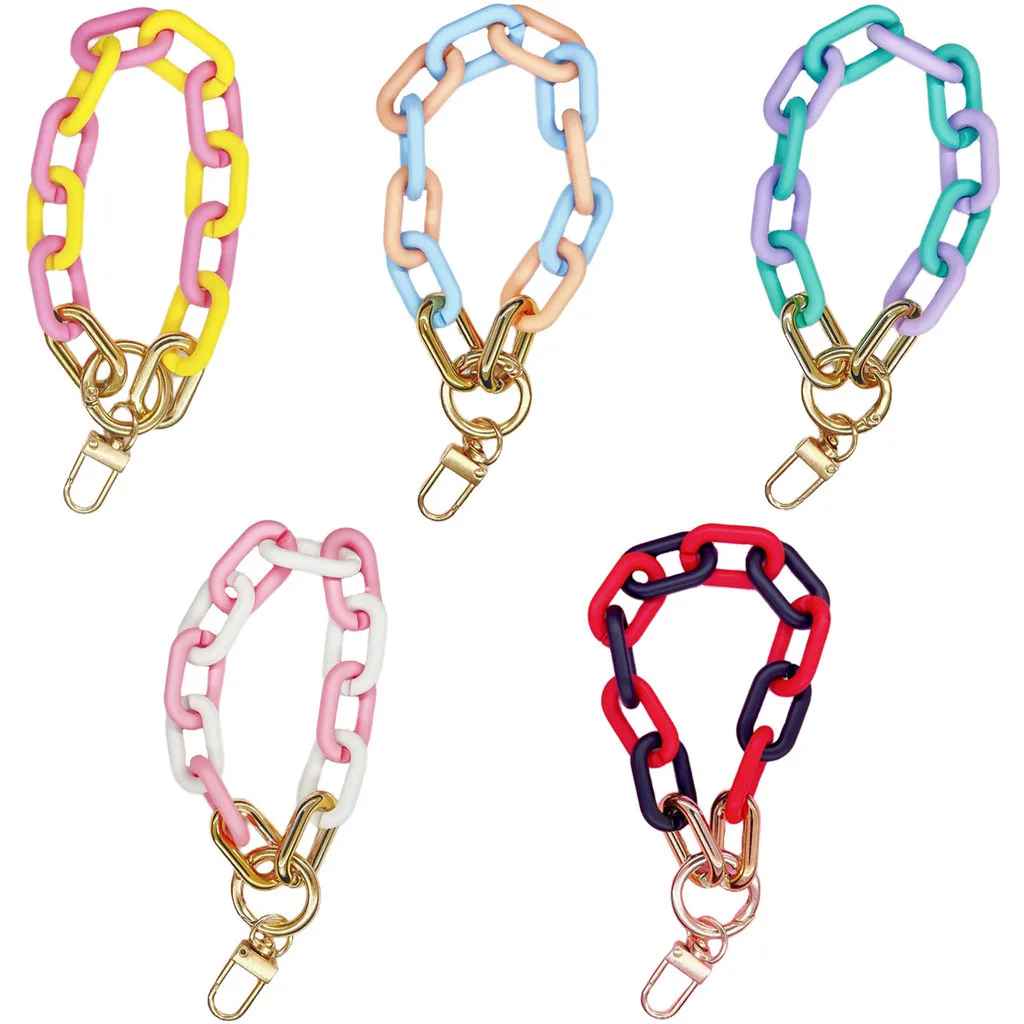 

2022 New Acrylic Bracelet Women's Fashion Key Chain Colorful ins Bracelet Colorful Chain Bracelet Keychain Bag Pendant Accessory