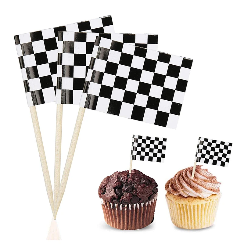 

24/48 шт. Гоночный флаг, топперы для торта, еда, фрукты, зубочистки, кекс, аппетиты, палочки для детей, украшение на день рождения, Baby Shower