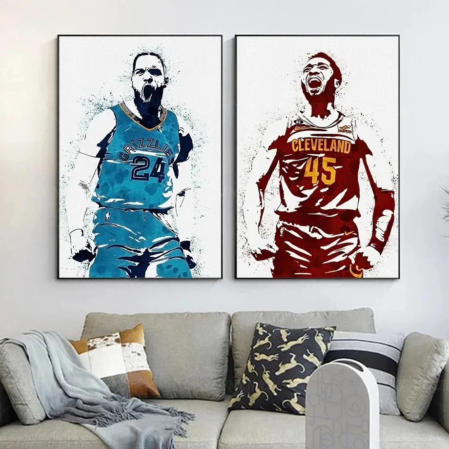 Суперзвезда Баскетболист Настенное Искусство Холст Принт Современный