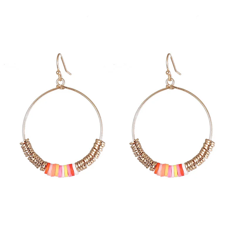 Металлические Модные Красочные Универсальные медные круглые серьги изысканные серьги фирменные эффектные женские серьги
