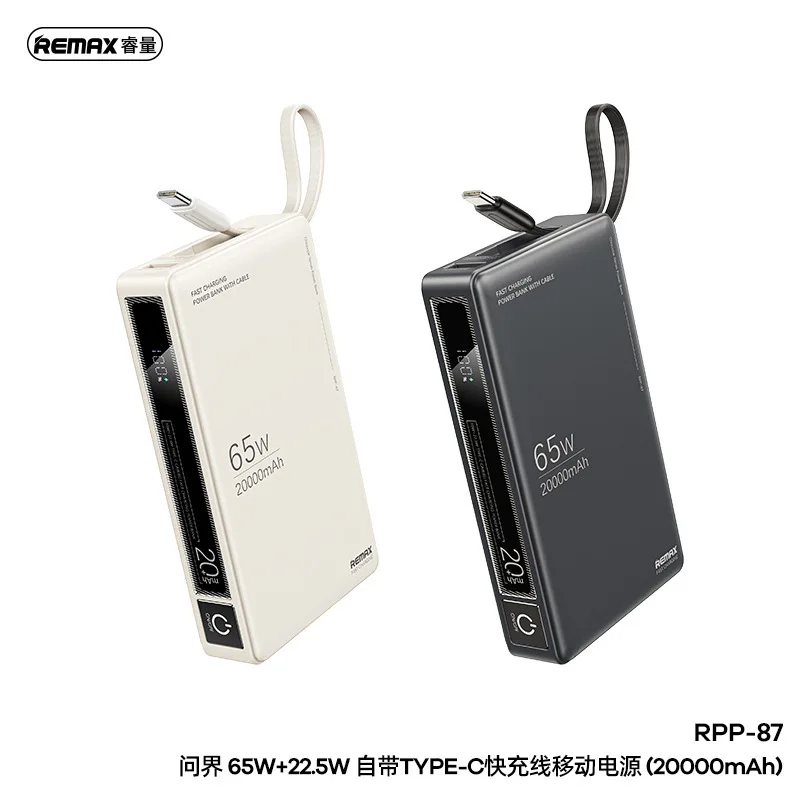 Портативное зарядное устройство Remax 65W 20000mAh Type-C для ноутбуков, планшетов и телефонов, внешний аккумулятор, быстрая зарядка (art.: 3920db8cdcaf9) - 3920db8cdcaf9