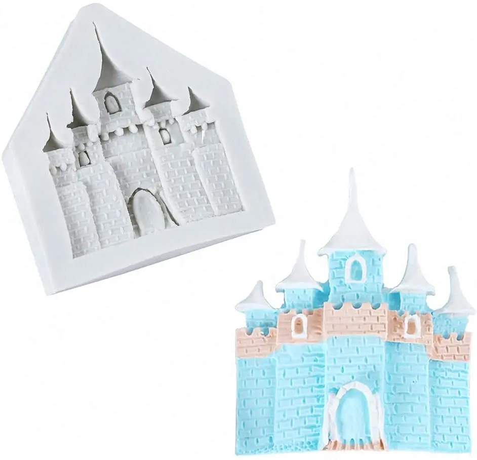 

Castle Silicone Fondant Mold Fairy Tales Chocolate Candy Sugar Craft Paste Mold,Wedding Cake Decoration Polymer Clay Epoxy Mold