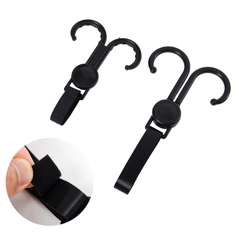

Black Double Hook Baby Stroller Hanger Cannot Rotate And Rotation Adjustment Cart Hook Loop Fastener Stroller Accessories