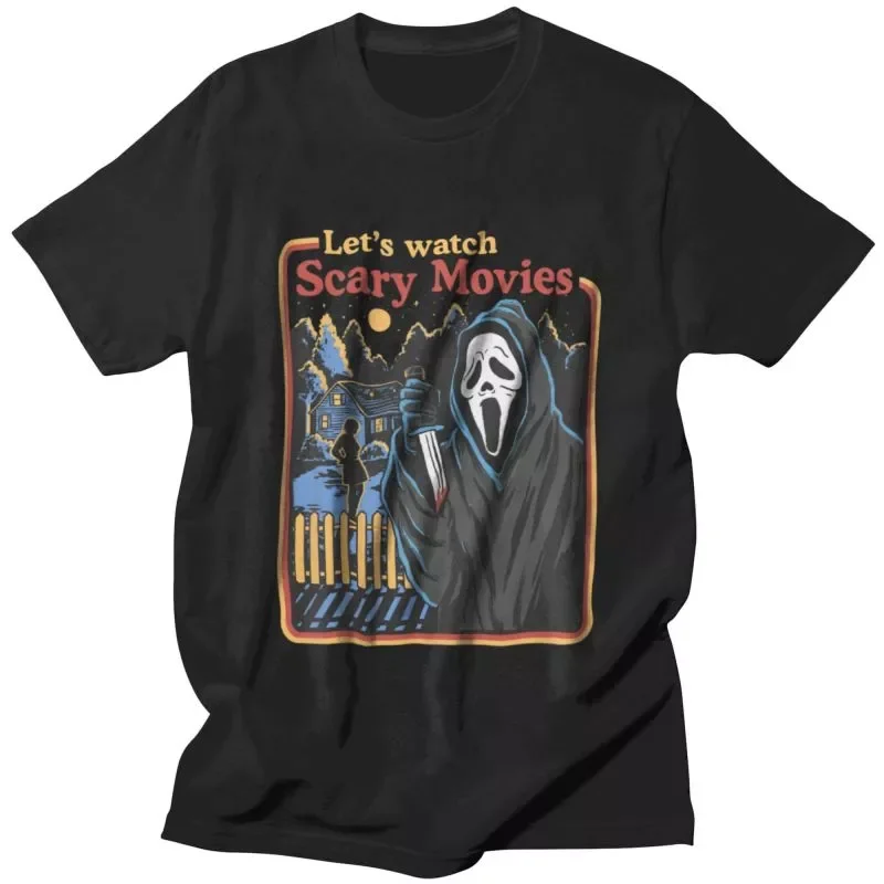

NEW IN Watch Scary Movies Scream Tshirt Men Short Sleeves Printed Streetwear T Shirt Classic Horror T-shirt Fitted Cotton Tee To