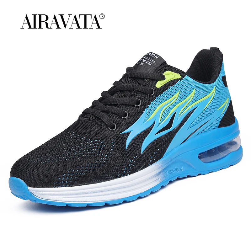 Mens Sneakers Mesh Breathable Tennis Shoes Cushioned Flame Printing Men Women Sports Shoes Plus Size 36-46