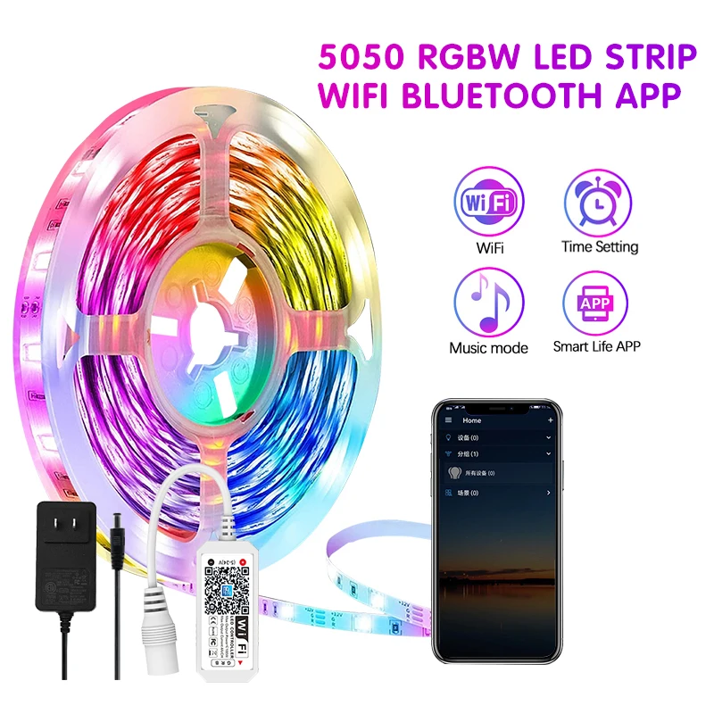 ONELED Bluetooth Rgb Led Strip 12V Adaptor 24 Key Remote Control Phone App 5--20m Lighting Tape For Home Party Gaming Room Decor