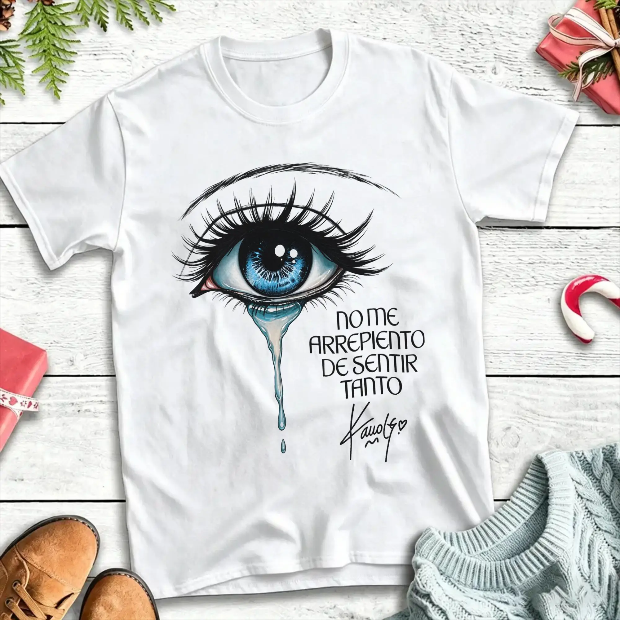 Фото Мужская футболка Karol G No Me Arrepiento De Sentir T, модная летняя футболка, винтажная, из чистого хлопка, подарок на день рождения. №1