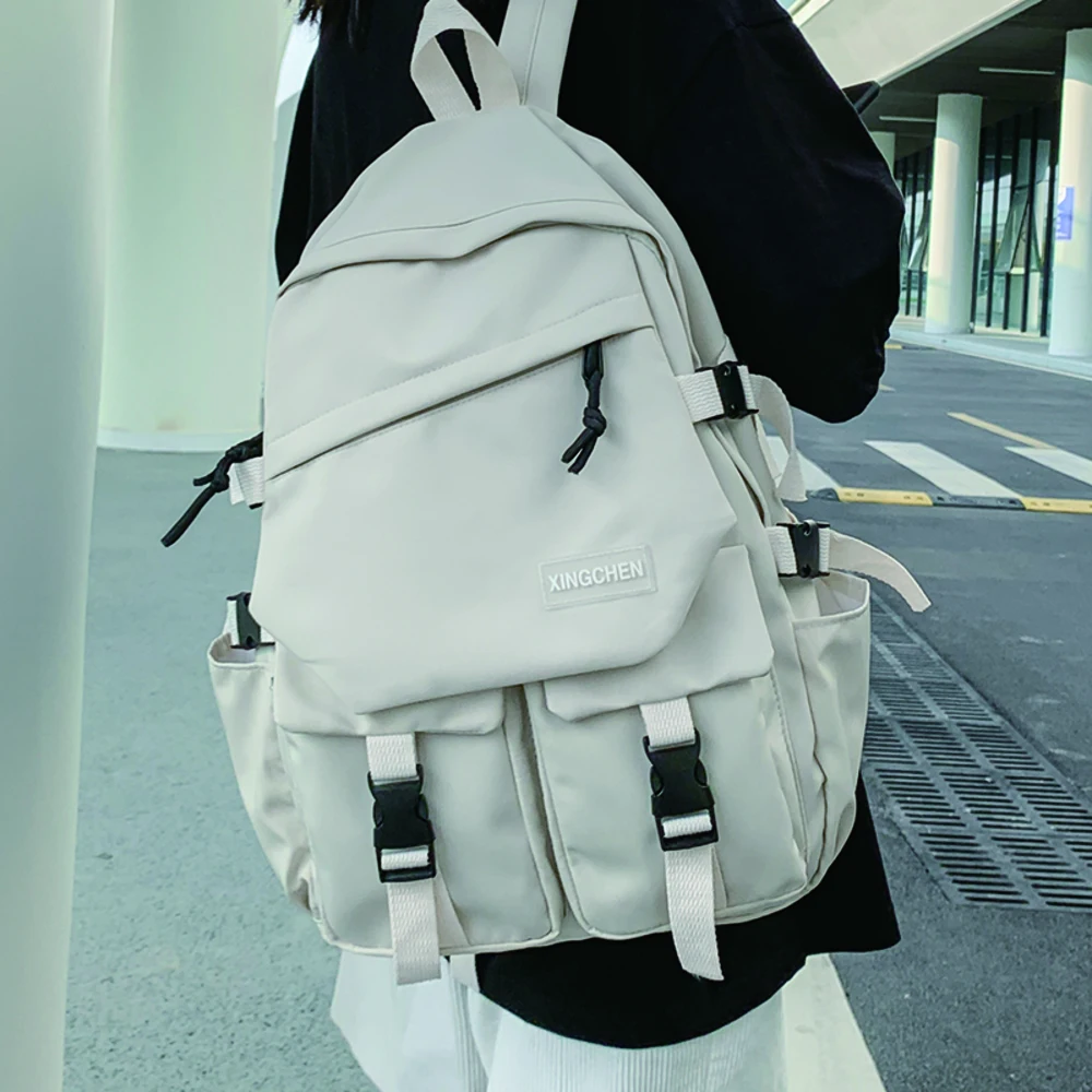 

Simple Women's Nylon Backpack for Cute Girls Preppy Style School Bag Large Capacity Travel Rucksack Ladies Anti Theft