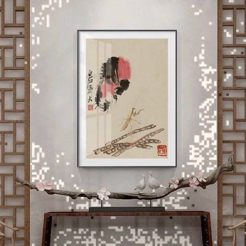 Чернила в китайском стиле бабочка цветочные принты настенное искусство холст