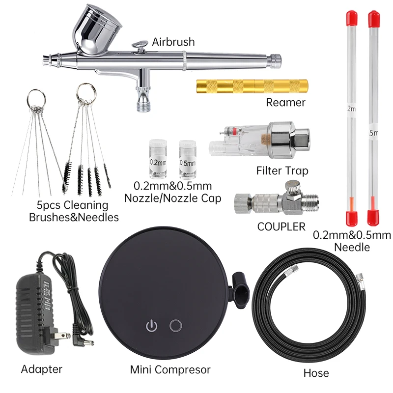Аэрограф Двойного действия с воздушным компрессором 0 3 мм набор для очистки