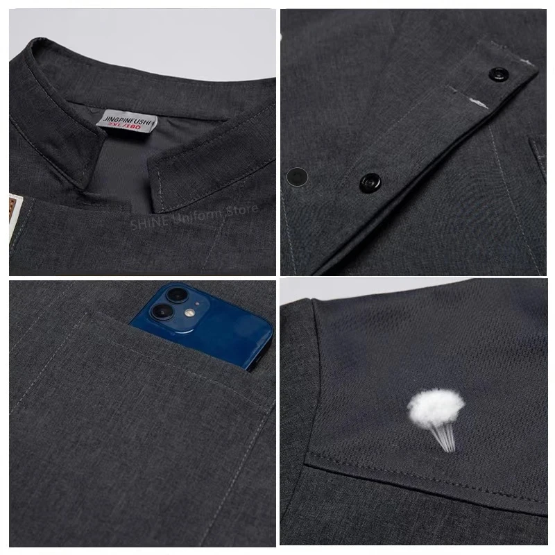 Мужская куртка шеф-повара с короткими рукавами черная униформа пальто ресторана