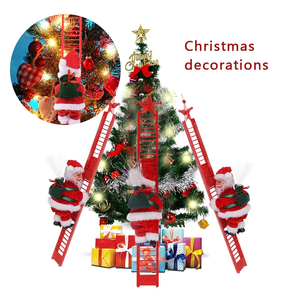 

1 шт. подъемная лестница электрическая Рождественская лестница кукла Санта Клаус подвесное украшение для рождественской елки домашнее рож...