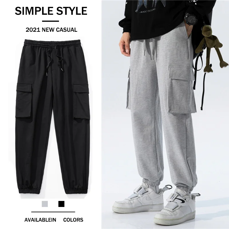 Мужская спортивная одежда модные брюки-карго для мужчин с несколькими карманами