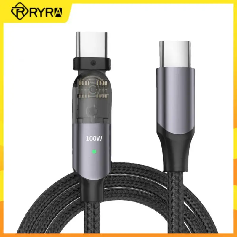 

RYRA PD 100W USB-C To Type C Cable 180 Degree Rotating Elbow Fast Charger Data Cord For IPhone Samsung Xiaomi Huawei POCO