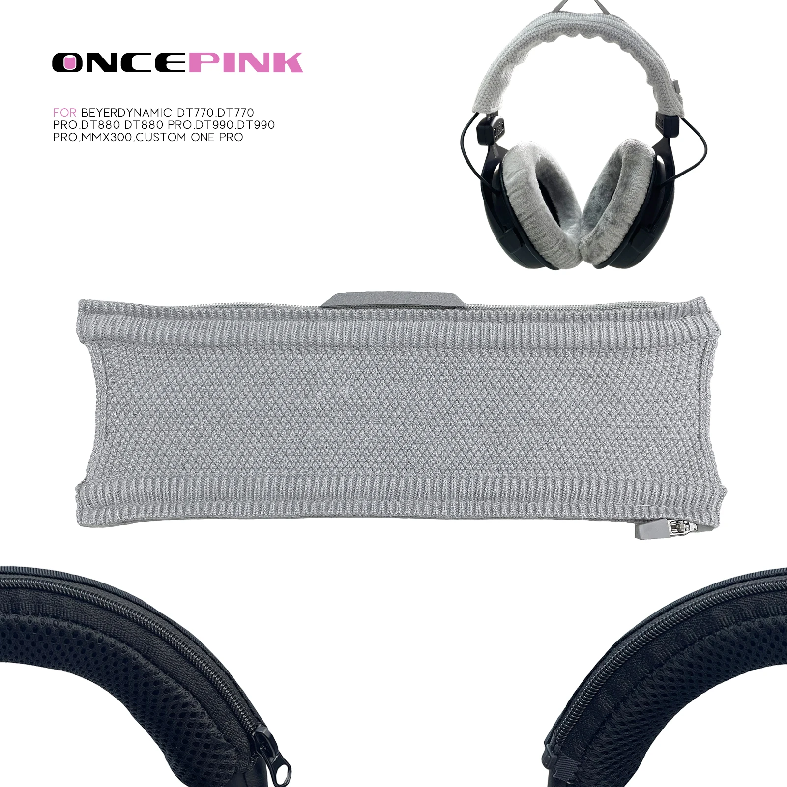 V-MOTA Oorkussens compatibel met DT770 DT790 DT797 DT880 DT990 PRO T5P T70 T70P T90 MMX300/Custom One Pro Plus/Interactieve Gaming Over-Ear Hoofdtelefoons (stoffen hoofdkussen 1-del