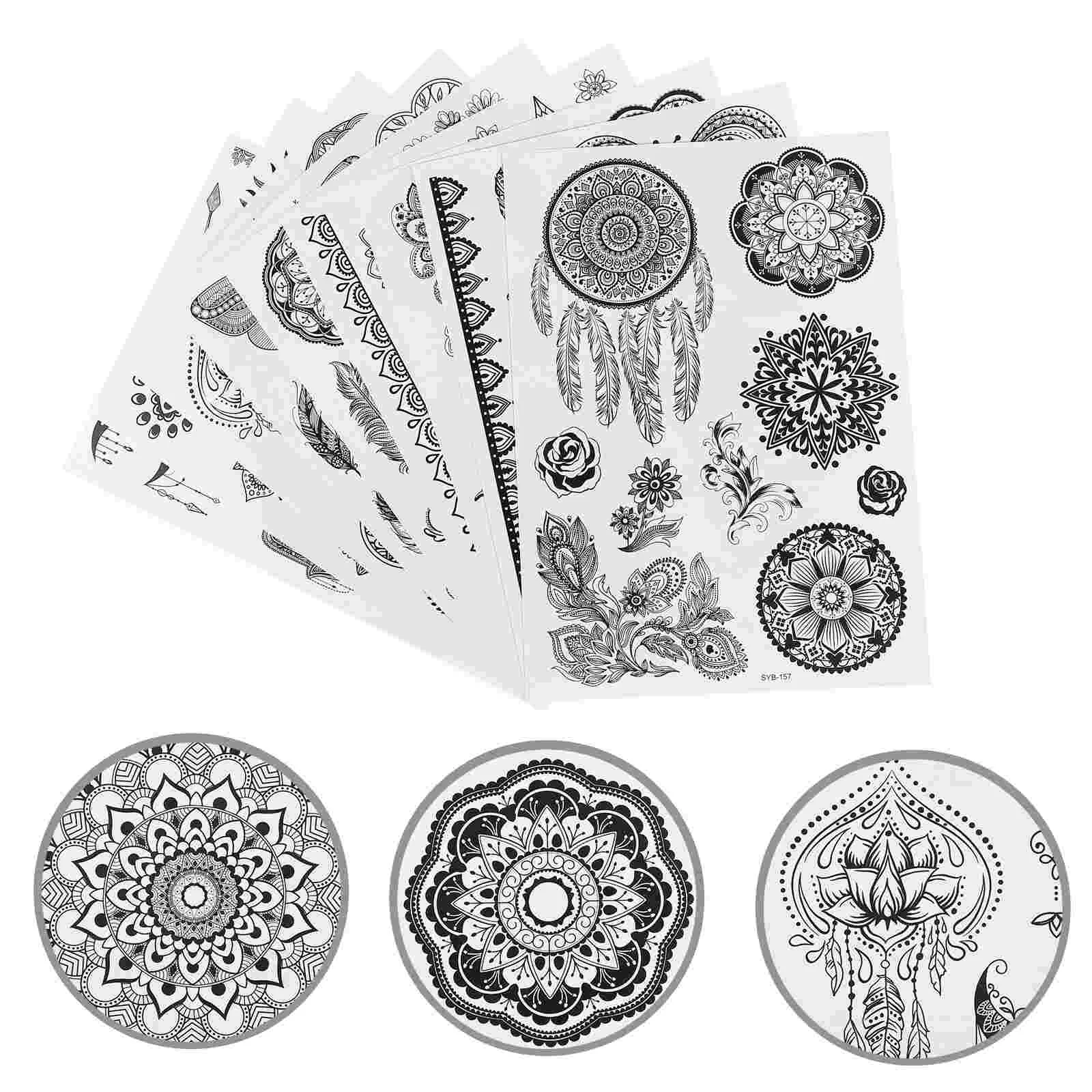 

9pcs Creative Tattooing Decals Waterproof Tattooing Stickers for Men (Black)