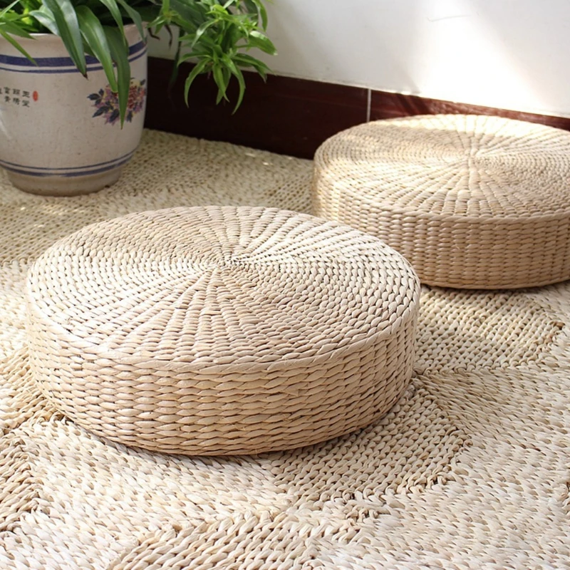 

Natural Thickened Futon Cushion Home Bedroom Living Room for SEAT Pad Decorative Cattail Tatami Classical Pillow Chair