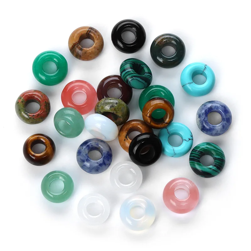 Модные бусины в форме Абака с большими отверстиями из натурального камня Гладкие