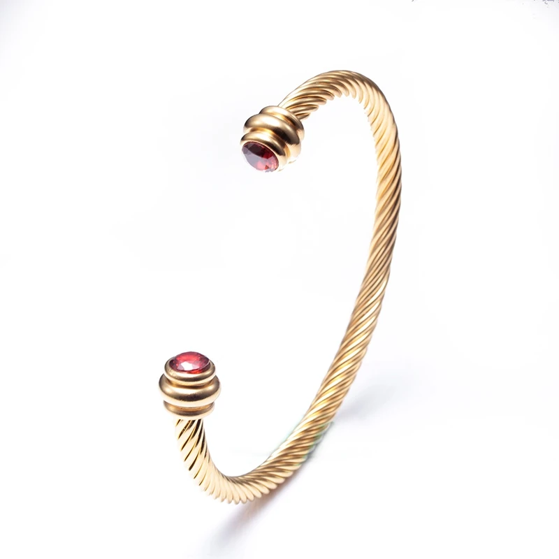 

Luxury Braided Open Cuff Men Women Crystal Sporty Bangles Classic Stainless Steel Chain Link Fashion Bracelets Jewelry Gift