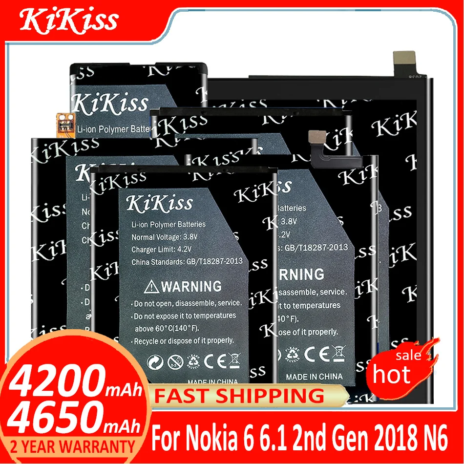 KiKiss Battery For Nokia 6 Nokia6 6.1 2nd Gen 2018 N6 TA-1000 TA-1003 TA-1021 TA-1025 TA-1033 TA-1039 Batterij + Track NO