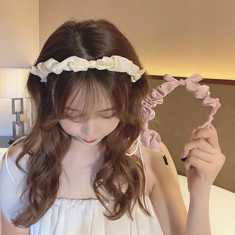 

Satin Bow Hairband Retro Bowknot Headband Women Girls Cloth Hair Hoop Sweet Hair Bands Simple Versatile Hair Accessories