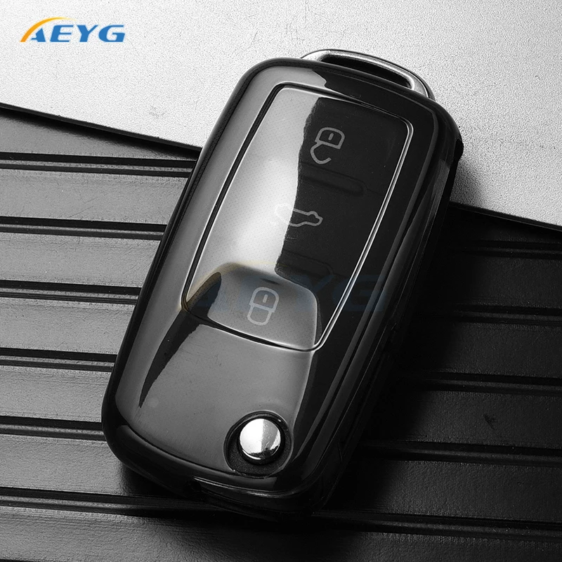 

Чехол для автомобильного ключа из ТПУ, брелок для Volkswagen VW Polo Golf Passat Tiguan Beetle Caddy T5 Up Skoda Octavia Seat Leon Altea