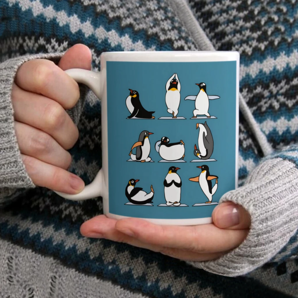 Керамическая чашка Penguin Yoga кофейная овсянка для завтрака кружка творческой