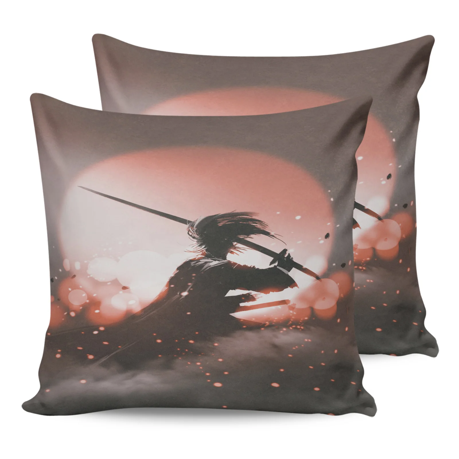 

2PCS Pillowcases Japanese Samurai Cushion Cover Home Bedding Living Room Decorative Couch Throw Pillow Case