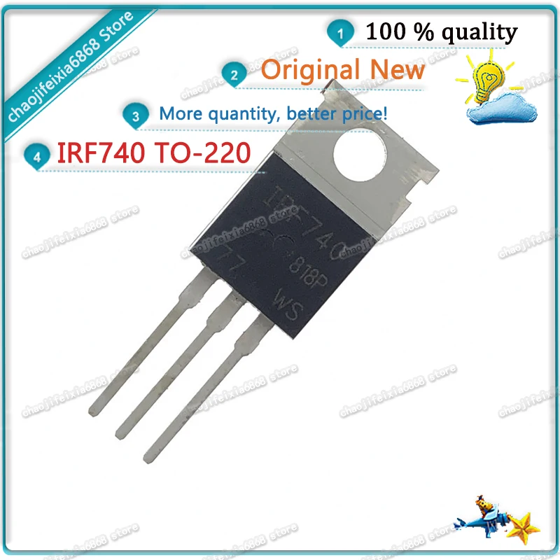 10 шт./лот! Транзистор для триодов IRF740PBF IRF740 TO-220 IRF740P IRF740PB TO220 10A 400V MOSFET N-Chan - купить по
