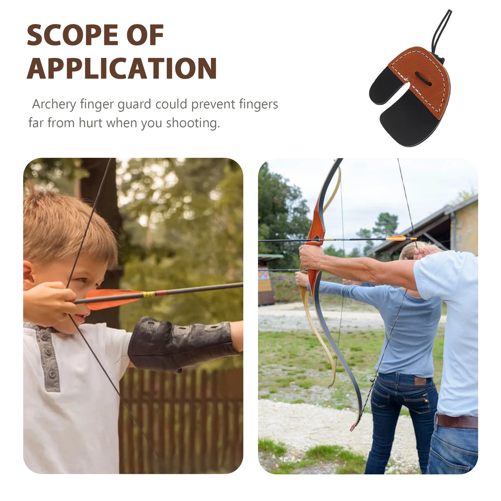 Коричневая двухслойная защита для пальцев с луком и стрелами 1 шт. язычки