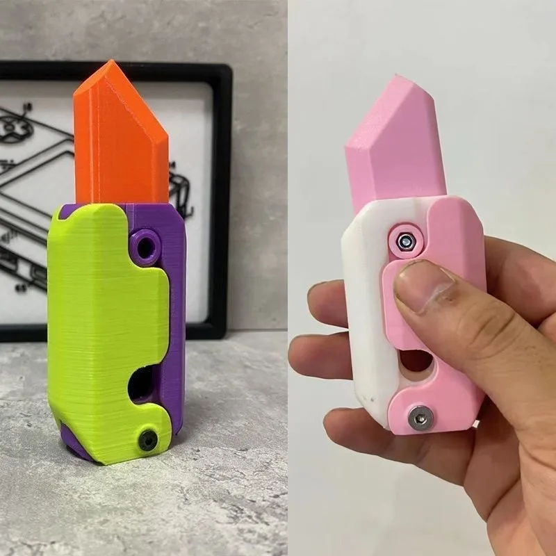 

3D Gravity Knife Carrot Knife Decompression Push Card Small Toy 3D Printing Gravity Knife Carrot Knife